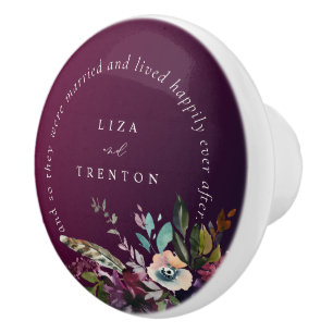 Bouton De Porte En Céramique Floral Bourgogne Heureusement Jamais Après Citatio