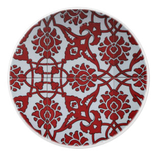 Bouton De Porte En Céramique Floral en céramique rouge turkis