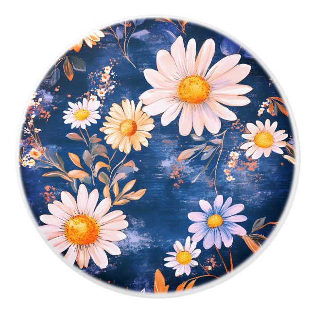 Bouton De Porte En Céramique Floral gras (Devant)