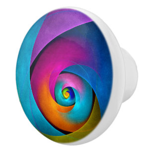 Bouton De Porte En Céramique Floral moderne Art Abstrait rose Bleu Motif #17
