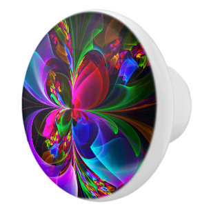 Bouton De Porte En Céramique Floral moderne Art Abstrait Rouge Bleu Motif #12