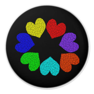 Bouton De Porte En Céramique Floral Rainbow Love Hearts Ceramic Knob