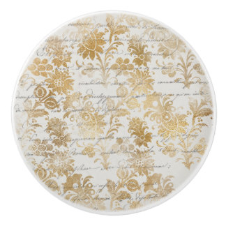 Bouton De Porte En Céramique Florale Vintage d'or française