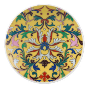 Bouton De Porte En Céramique Flower Market Vintage Fleur sauvage jaune Botaniqu