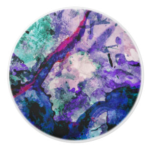 Bouton De Porte En Céramique Fluorite Crystal Geode Marbre Abstrait