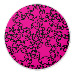 Bouton De Porte En Céramique Flux et reflux 2 en magenta et noir