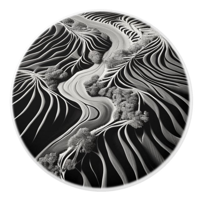Bouton De Porte En Céramique Flux fractal (Devant)