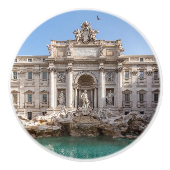 Bouton De Porte En Céramique Fontaine de Trevi tôt le matin - Rome, Italie (Devant)