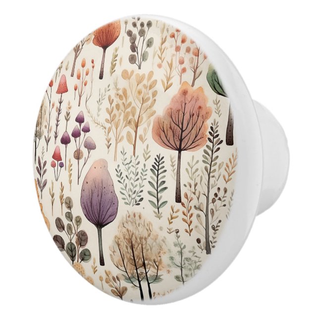Bouton De Porte En Céramique Forêt d'aquarelle en bois de Whimsland (Droite)