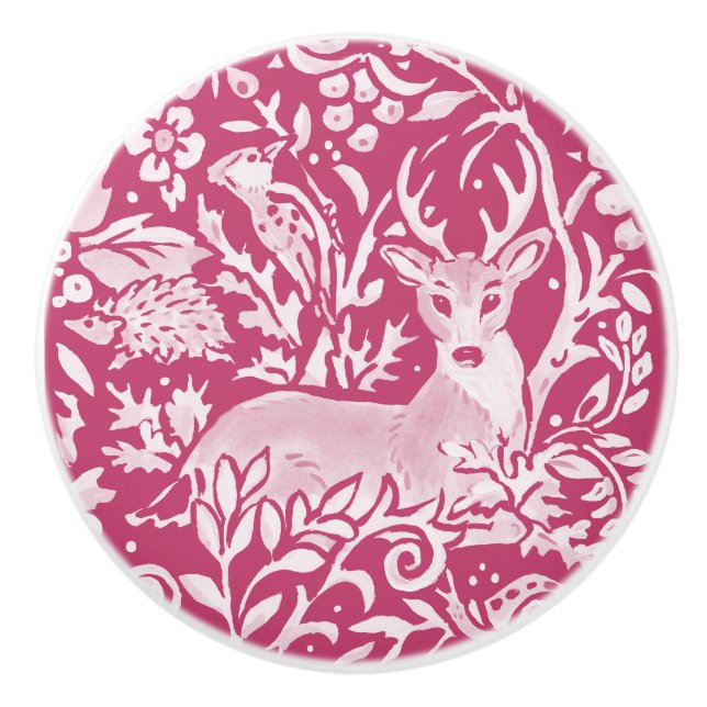 Bouton De Porte En Céramique Forêt de Hérisson de Magenta Deer (Devant)