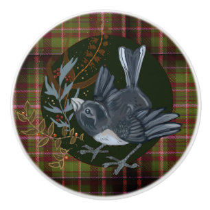 Bouton De Porte En Céramique Forge forestière & Junco Bird