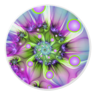Bouton De Porte En Céramique Formes arrondies de spirale colorées Art fractal A