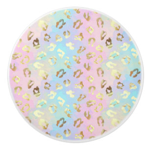 Bouton De Porte En Céramique Foulard à motif léopard couleurs pastel