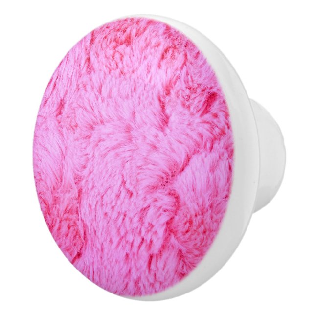 Bouton De Porte En Céramique Fourrure rose de Faux (Droite)