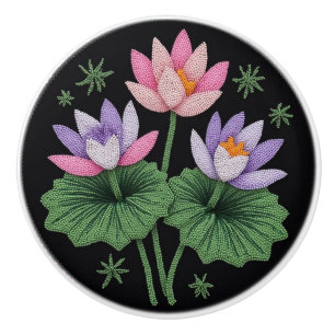 Bouton De Porte En Céramique Fouton autochtone des Métis Floral Lotus Ceramic K