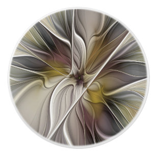 Bouton De Porte En Céramique Fractal floral, fleur de fantaisie aux couleurs de
