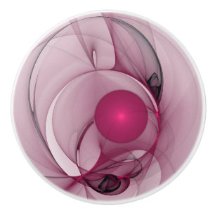Bouton De Porte En Céramique Fractal, moderne Berry Abstrait Art rose