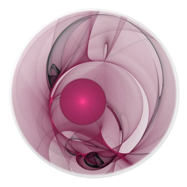 Bouton De Porte En Céramique Fractale Balançant, Art Abstrait Moderne Rose de B (Devant)