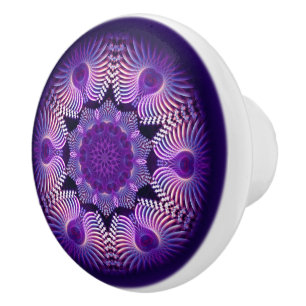 Bouton De Porte En Céramique Fractale de kaléidoscope - fleur I + vos idées