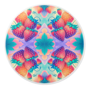 Bouton De Porte En Céramique Fraise colorée