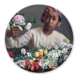 Bouton De Porte En Céramique Frédéric Bazille - Jeune femme aux pivoines