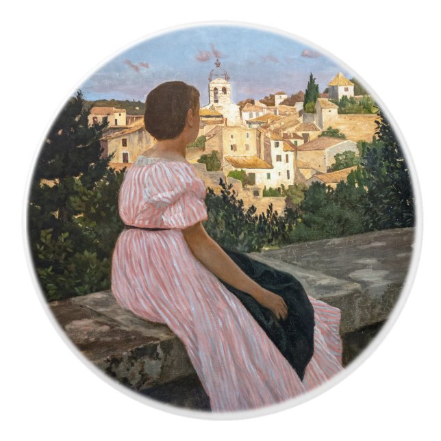 Bouton De Porte En Céramique Frederic Bazille - La robe rose (Devant)