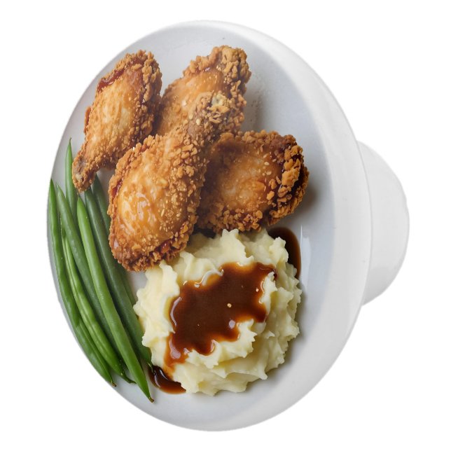 Bouton De Porte En Céramique Fried Chicken, Mashed Potatoes and Green Beans (Droite)