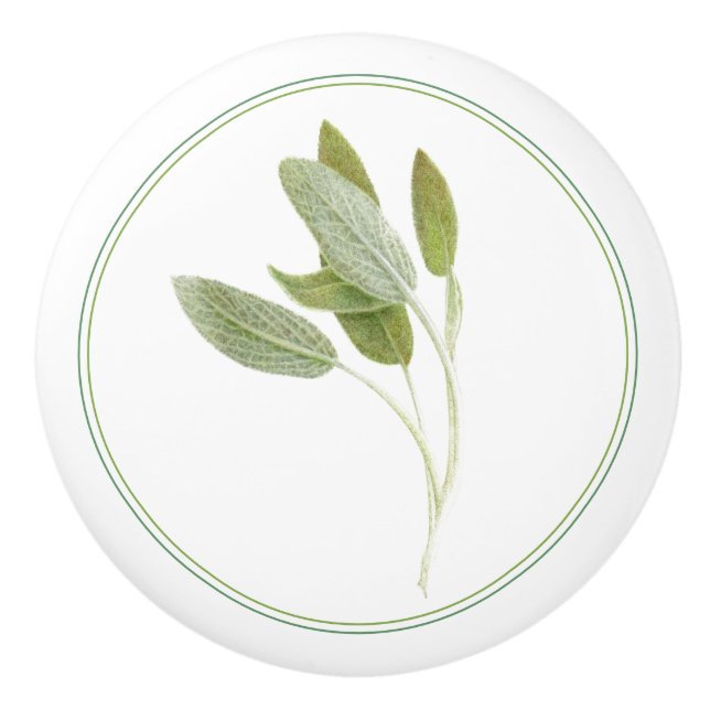 Bouton De Porte En Céramique FROID en céramique à la SAGE FRAÎCHE (Devant)