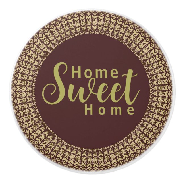 Bouton De Porte En Céramique Frontière dorée Arabesques éléments floraux sur (Devant)