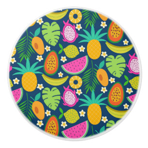 Bouton De Porte En Céramique Fruit exotique tropical Ananas Banane Dragon