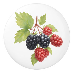 Bouton De Porte En Céramique Fruit framboise Blackberry Illustration de l'aquar