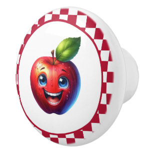 Bouton De Porte En Céramique Fruit gourmand aux pommes
