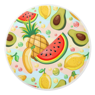 Bouton De Porte En Céramique Fruits d'été frais Motif