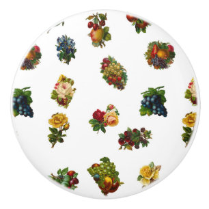 Bouton De Porte En Céramique Fruits et fleurs vintages