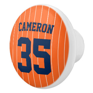 Bouton De Porte En Céramique Fully Editable Colors Baseball Jersey Stripes Name