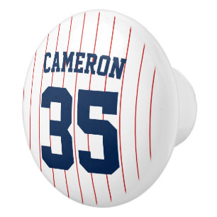 Bouton De Porte En Céramique Fully Editable Colors Baseball Jersey Stripes Name