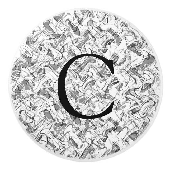 Bouton De Porte En Céramique Fumée Abstraite blanche Design de la chambre urbai (Devant)