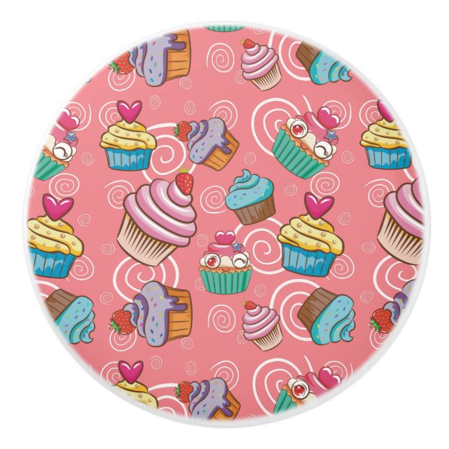 Bouton De Porte En Céramique Fun Cupcake Design Ceramic Knob (Devant)