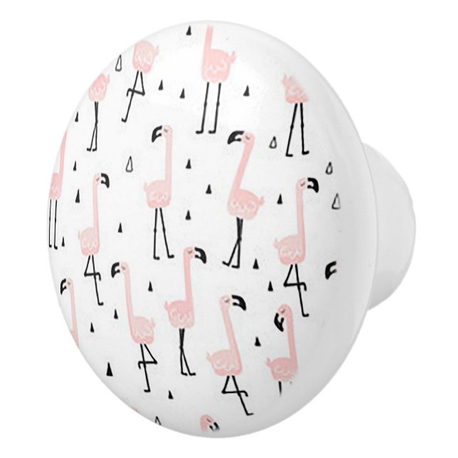 Bouton De Porte En Céramique Fun Flamingo Ceramic Door Knob (Droite)