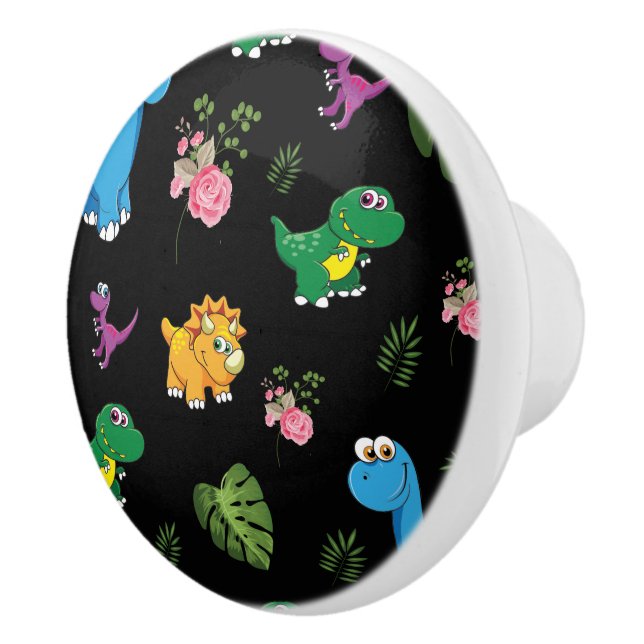 Bouton De Porte En Céramique Funny Dinosaur (Droite)