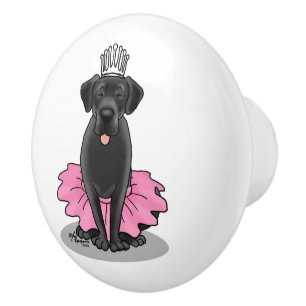 Bouton De Porte En Céramique Funny Dog Ballet Princess Black Lab Retriever