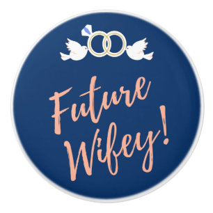 Bouton De Porte En Céramique Future Wifey Love Birds en bleu profond 