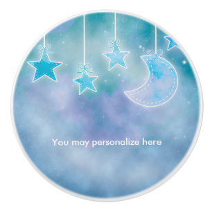 Bouton De Porte En Céramique Galaxie Céleste Lune et Étoiles Chambre de Nursery