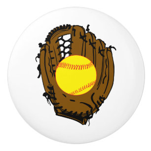 Bouton De Porte En Céramique Gant et balle de softball en céramique