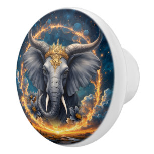 Bouton De Porte En Céramique Gardien couronné de la Porte céleste l'éléphant