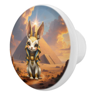 Bouton De Porte En Céramique Gardien Ensolleillé – Lapin Relique du Désert.