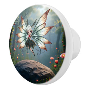 Bouton De Porte En Céramique Gardienne Féerique Mignonne dans la Forêt Magique