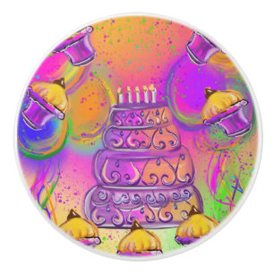 Bouton De Porte En Céramique Gâteau d'anniversaire