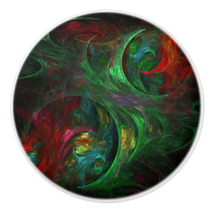 Bouton De Porte En Céramique Genesis Green Art Abstrait