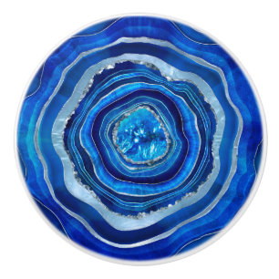 Bouton De Porte En Céramique Géode d'agate bleu marine Art numérique